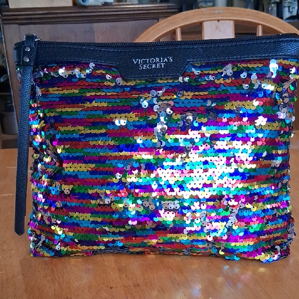 Victoria's Secret Multicolor Sequin Cosmetic Pouch